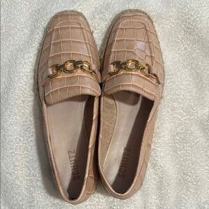 Schutz Pink Loafers with Gold Accent